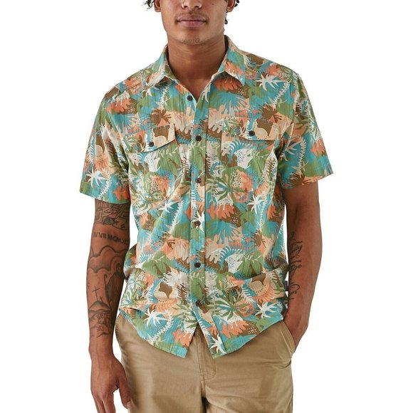 Patagonia Other - Patagonia  Men's Steersman Shirt Short Sleeve Wild Waratah / Matcha Green Size L